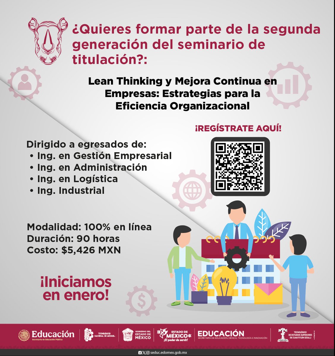 Seminario de Titulación: “Lean Thinking y Mejora Continua en Empresas: Estrategias para la Eficiencia Organizacional”.
📷 Modalidad: 100% en línea
📷 Duración: 90 horas
📷 Costo: $5,426 MXN
📷 Inicio: Enero
Inscríbete 📷 forms.office.com/pages/response…