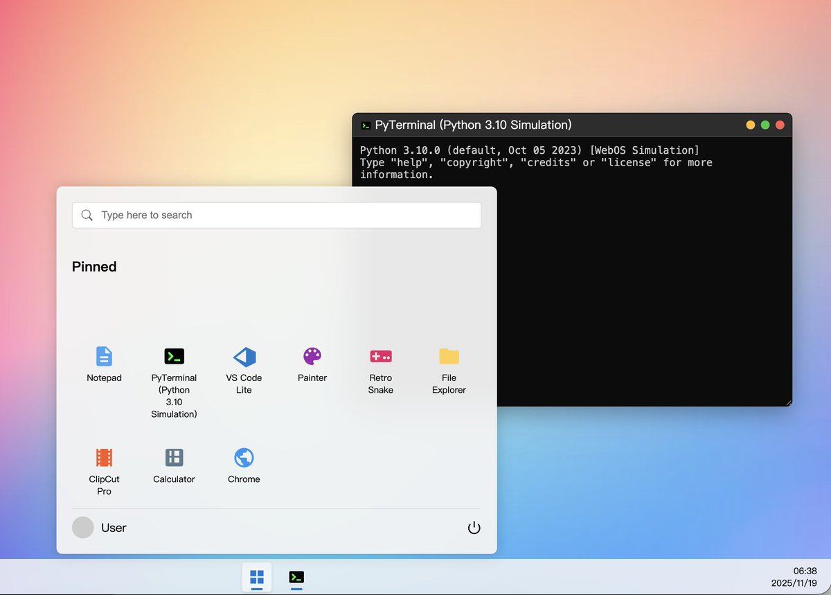 誠然，這個webOS 只是個前端介面模擬器
- 這個終端只支援基本的JS
 - Chrome 是無法真的上網的
- 剪輯軟體也是個介面模擬而已不過應用程式視窗、系統底部工作列、系統時間這些效果，這些太真實了