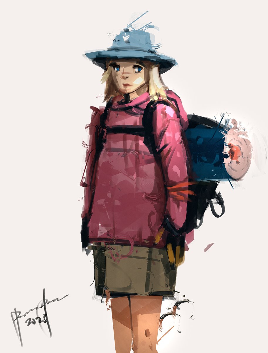 Quick sketch - travel girl (I rarely draw female character) :D