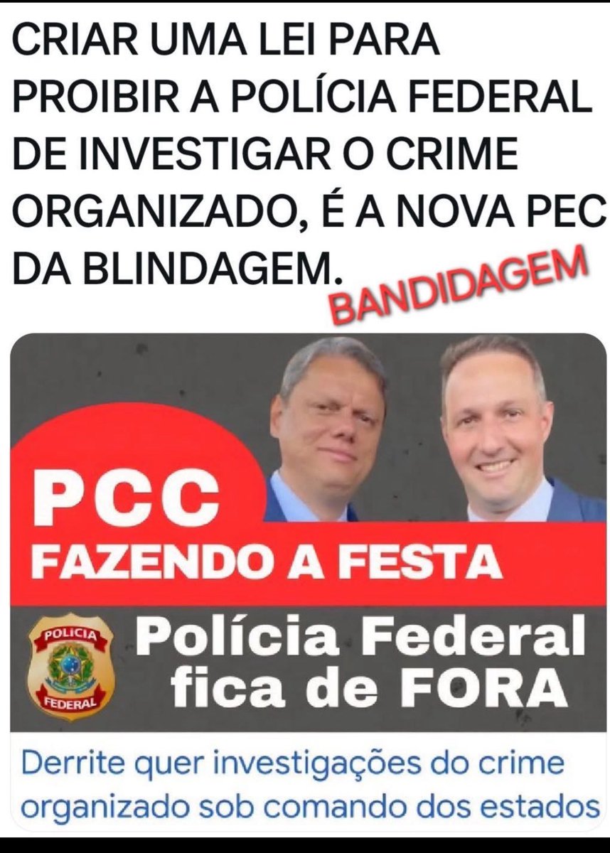 Os corruptos detestam a autonomia dos servidores públicos, como os excelentes servidores da Polícia Federal, pq atrapalha seus “negócios”. Querem a Blindagem 2.0 junto com a reforma administrativa para se protegerem. #BandidosnaRefAdministrativa <a href="/HugoMottaPB/">Hugo Motta</a> <a href="/pedropaulo/">Pedro Paulo</a>