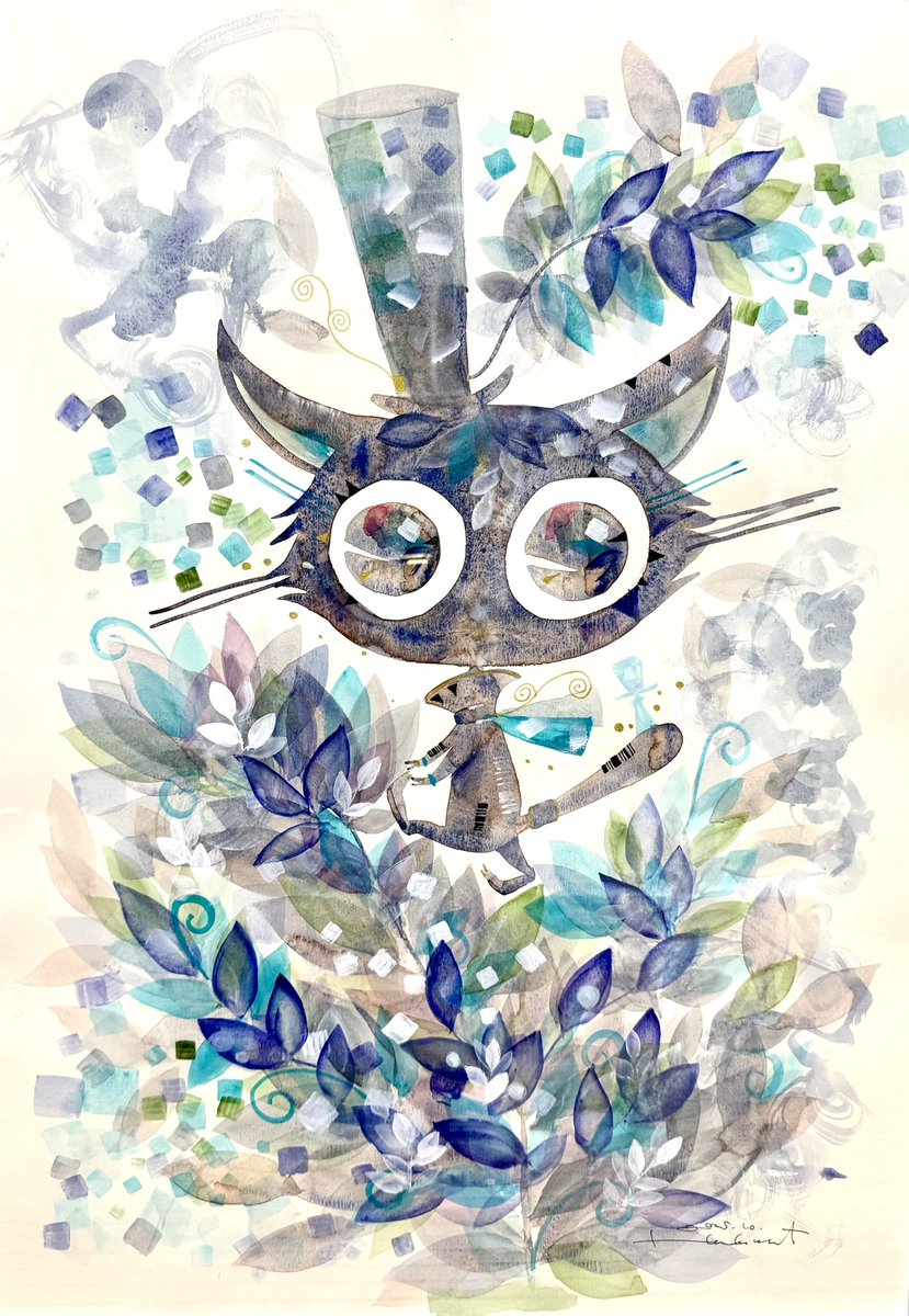「ひなたをさんぽ」|ほんだ猫 (不思議風景と猫を描くぶるべり)のイラスト