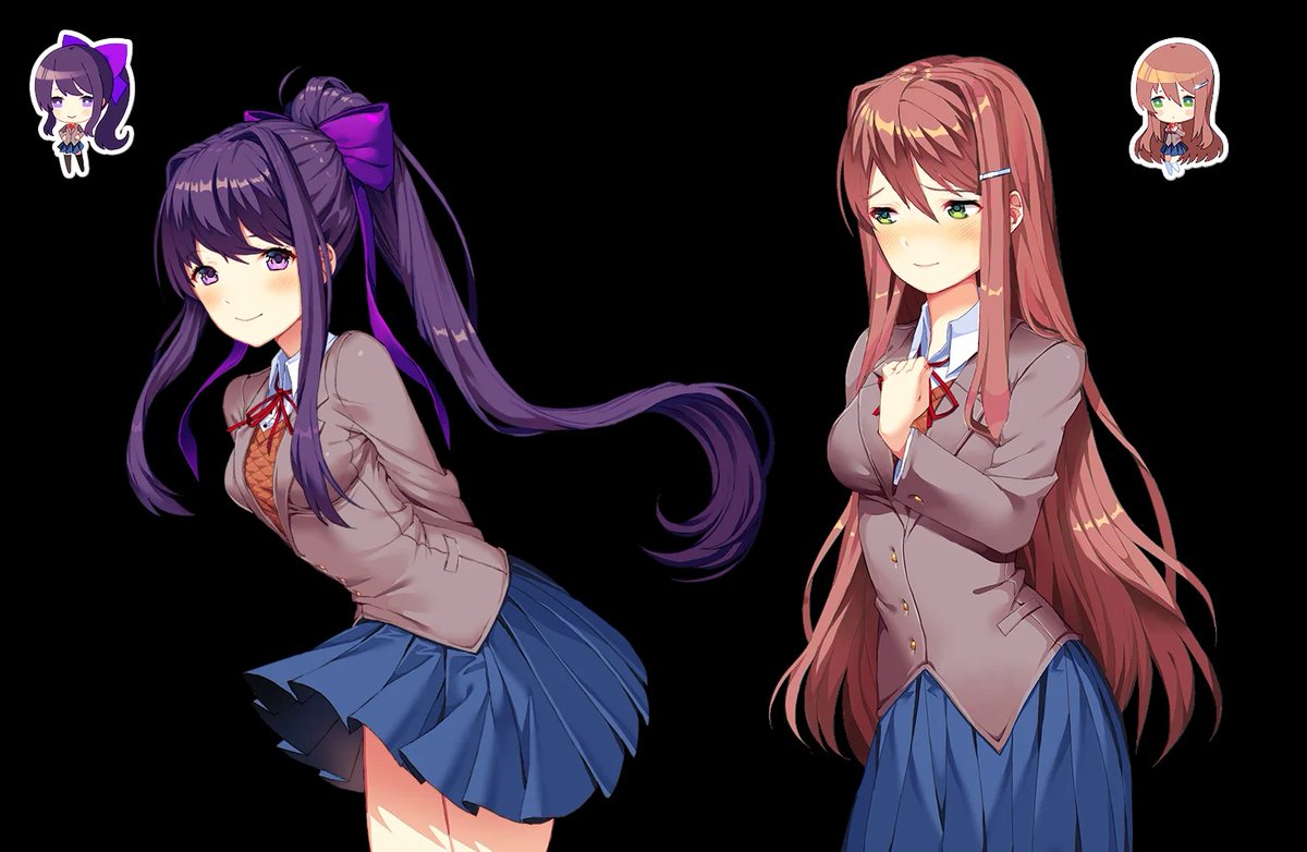 MomazosYuri's tweet photo. Cambio de diseño de Monika y Yuri, como se llamaría ahora?

#dokidokiliteratureclub #ddlc #fanart #spriter https://t.co/VDdixpthfI