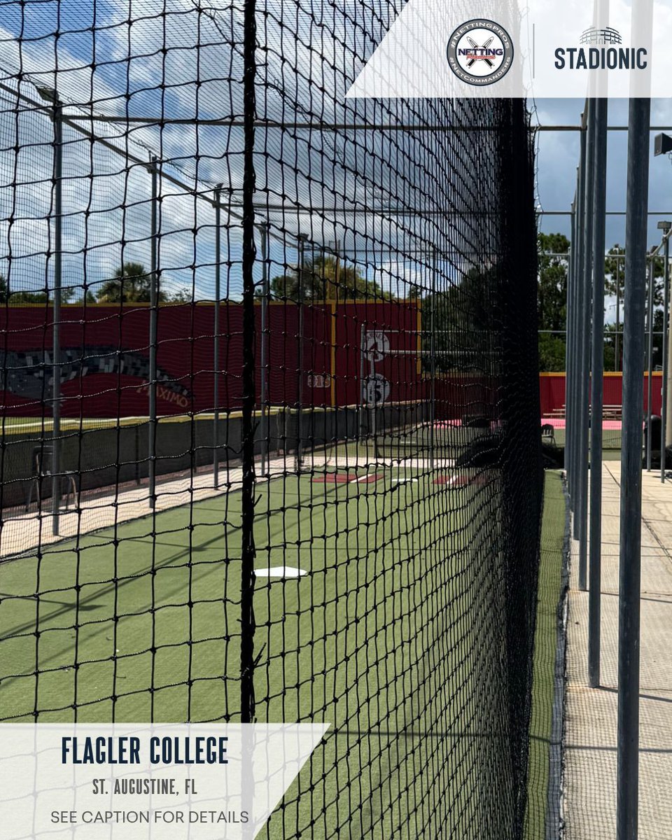 Stadionic's tweet image. Anything from indoor to outdoor cages Netting Pros + STADIONIC have you covered ⚾ 🥎 

Flagler College has upgraded cages to get those guys locked in from a great season 👏 

Netting Pros + STADIONIC: We&apos;re Making Sports Facilities ICONIC. 🏟️