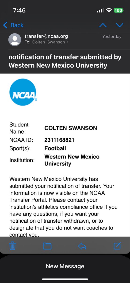 I have entered the transfer portal.