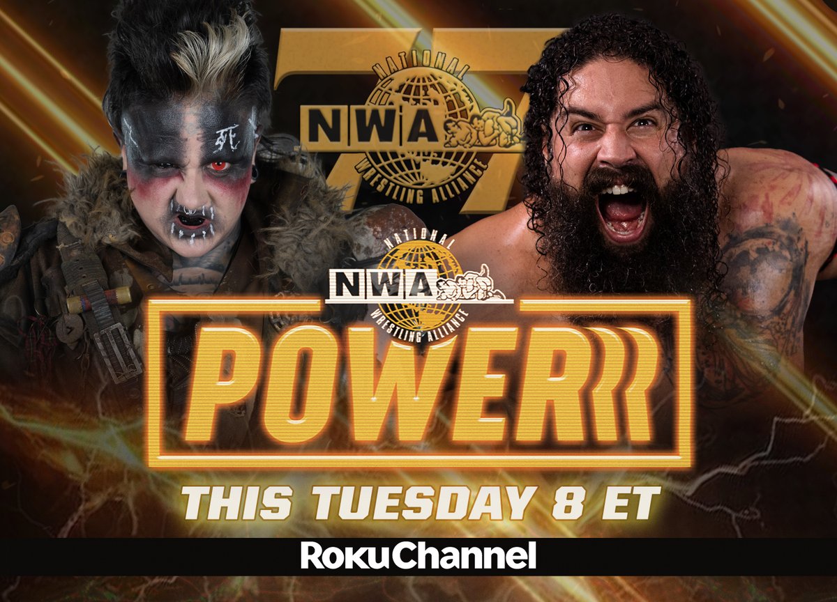 TONIGHT at 8 ET - an all-new episode of NWA Powerrr on Roku Sports, it’s the Finale of the NWA’s 77th Anniversary Extravaganza! With the NWA World Tag Team &amp; NWA Worlds Heavyweight Titles on the line, only 1 thing is guaranteed: History WILL be made!

therokuchannel.roku.com/watch/e25551b0…