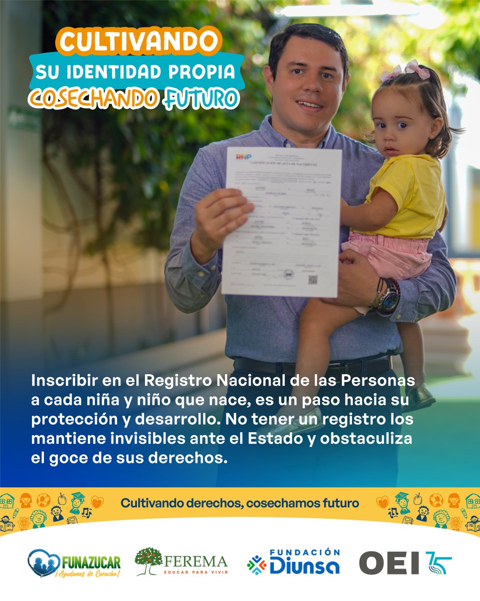 👧🧒 Garantizar el registro de cada niña y niño es asegurarles respeto, protección y oportunidades.

Sin una identidad reconocida, quedan invisibles y se limita su desarrollo.

Cultivando derechos, cosechamos futuro.

#CultivandoDerechos
#DesarrollamosFuturo