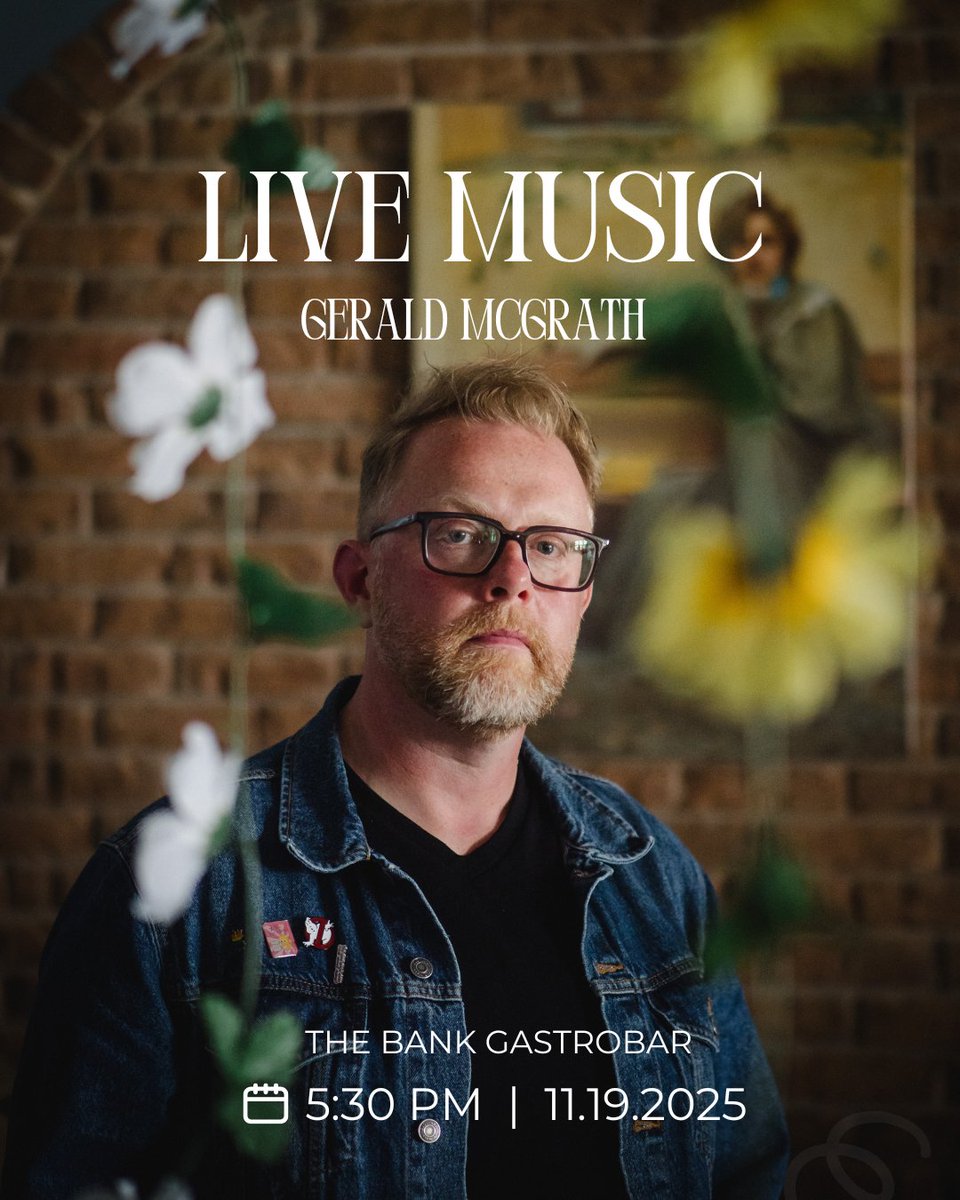 Join us for live music tomorrow evening at The Bank, with musical guest Gerald McGrath! Be sure to reserve your seating now, as there is limited space!

See you tomorrow! Concert starts at 5:30 PM. 🎤

#ygklivemusic #livekingston #ygkdining #ygkcocktails #downtownkingston