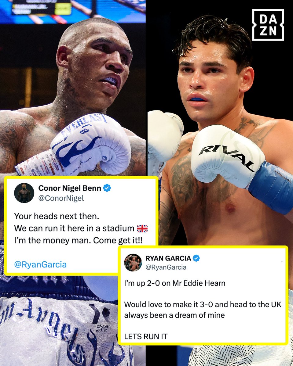 DAZNBoxing's tweet photo. WHO WINS?! 🇬🇧🥊🇺🇸

@ConorNigel 🆚 @RyanGarcia https://t.co/CGo3dNPaBj