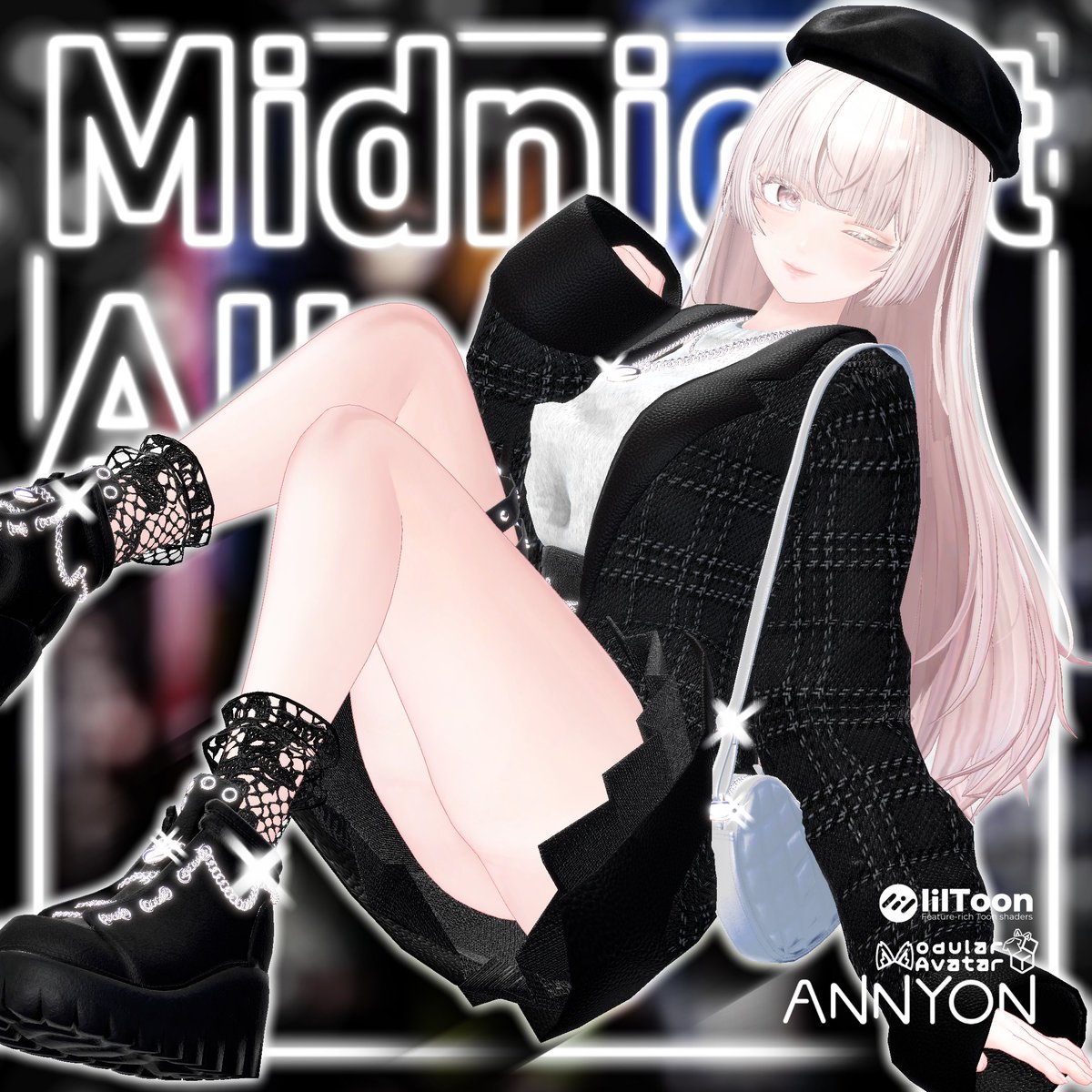 ANNYON_3D's tweet photo. おはようございます！
ANNYON新衣装発表します🎉🎉
商品名：Midnight Alley（ミッドナイトアーリー）
メイン画像はルミナちゃんです✨

絶賛複数対応中で
明日か、明後日にはお届けできそうです💕

対応アバターは、
桔梗/ショコラ（ライム＆シフォン）/キシャ/イチゴ/ラシューシャ/真冬/マヌカ/真央/ミルティナ/ルルネ/しなの/森羅/ルミナ
どうぞお楽しみに
#VRChat #ANNYON_3D #LUMINA_EX #ルミナ3D