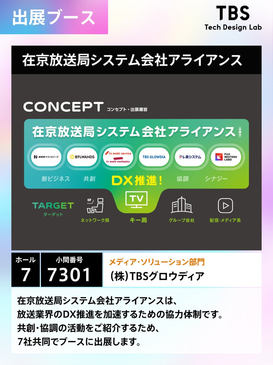 tbs_TDL's tweet image. おはようございます！
#InterBEE （幕張メッセ）最終日です⚠️
11月21日（金）TBS Tech Design Labメンバーが関わるブース情報、講演情報をまとめました。

よろしくお願いします！！
((o(^∇^)o))
#InterBEE2025 #TBS #LiveMultiStudio #音六AI #TBSLUPE #modio #Kustamie