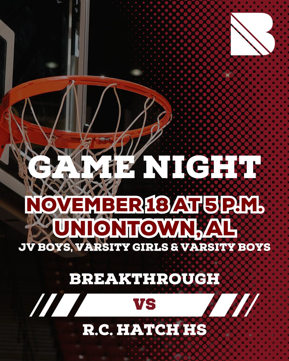 Breakthrough_CS's tweet image. Tonight at 5 p.m. JV Boys, Varsity Girls &amp;amp; Varsity Boys will take on R.C. Hatch HS in Uniontown, AL! Come on out and cheer on our teams! #GOBRONCOS 🏀