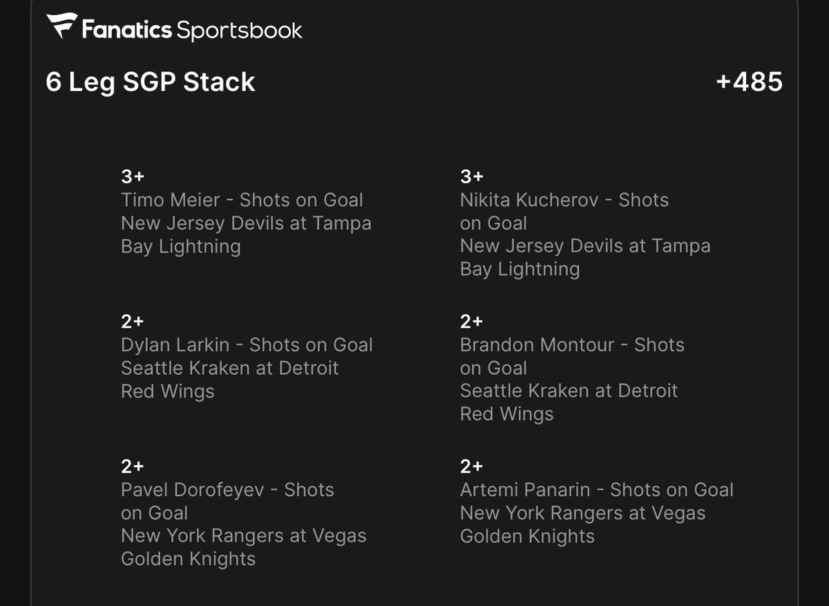 SGP_Vick's tweet photo. NHL SOG PLAY

SMALL PLAY TO START THE DAY!!!

https://t.co/WAIDFZsYpp https://t.co/PP4Rzp4XDv