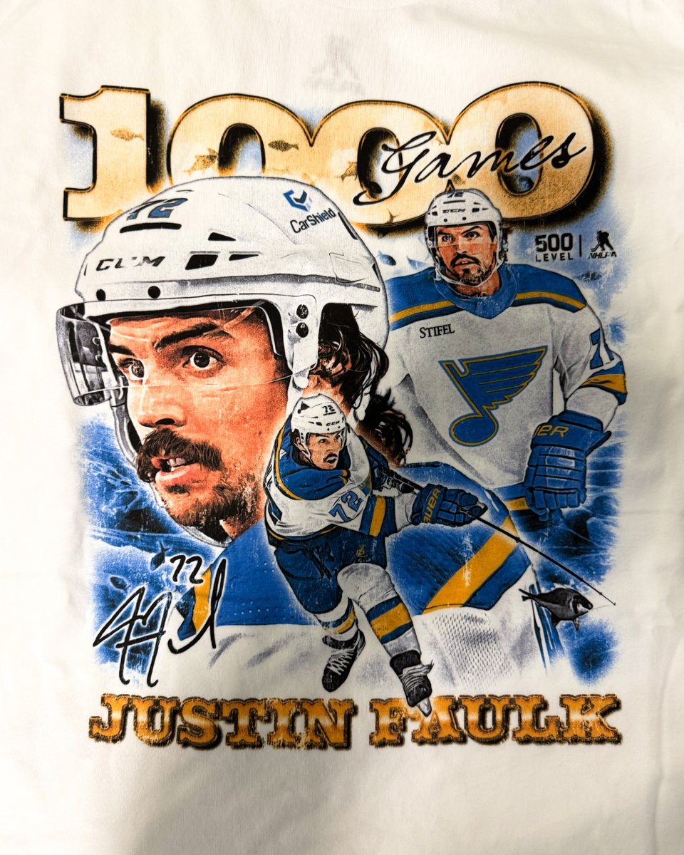 StLouisBlues's tweet image. We arrived at Scotiabank Arena in Toronto wearing these commemorative T-shirts for Justin Faulk&apos;s 1,000th NHL game.  

Preorder one of your own at @STL_Authentics.

➡️ stlblues.me/485ujxe