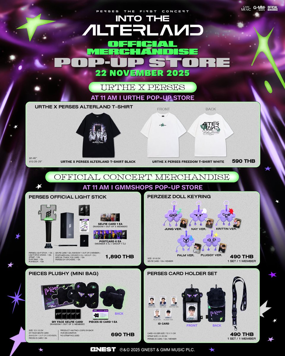 GMMSHOW_th's tweet image. เตรียมตัวให้พร้อมพบกับเมิช รอเสิร์ฟที่หน้างาน !!

POP - UP STORE
PERSES OFFICIAL CONCERT MERCHANDISE

🗓 22 NOV 2025 | 11AM
📍AT THUNDER DOME, MUANG THONG THANI

🖤 PERSES OFFICIAL CONCERT MERCHANDISE
🛒 GMMSHOPS POP - UP STORE

🩶 URTHE X PERSES
🛒 URTHE POP - UP STORE…