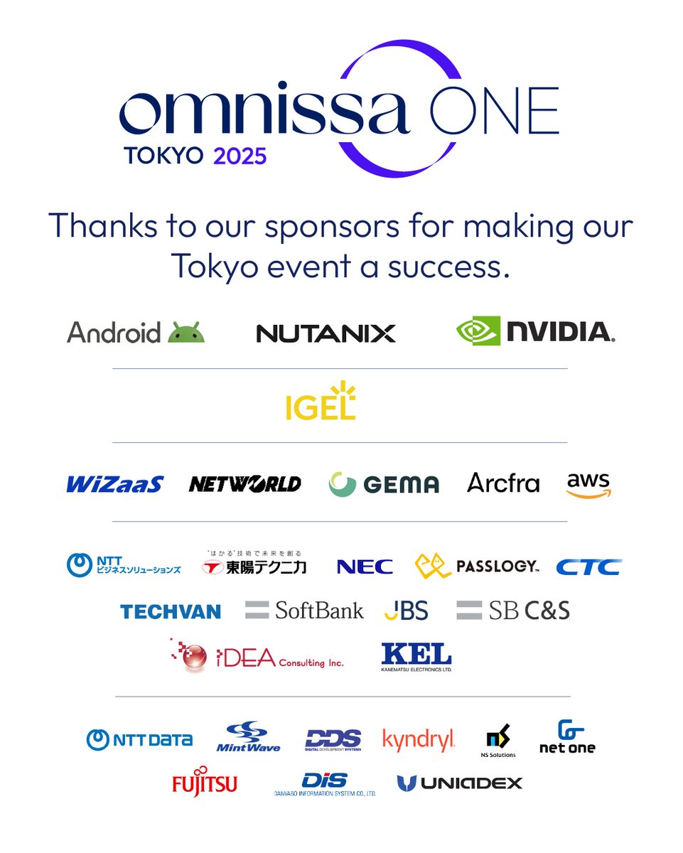Leaving Tokyo inspired! 🇯🇵✨

A big thank you to our amazing sponsors and everyone who joined us at our final #OmnissaONE event. Your ideas, energy, and conversations made it unforgettable. Together, we’re shaping the autonomous workspace future.