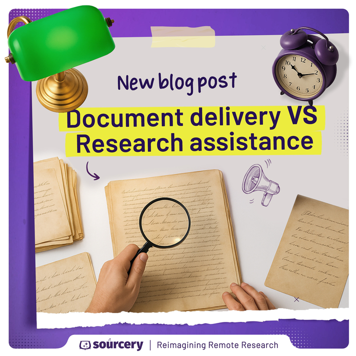 sourcery_app's tweet image. Another week, another Sourcery blog post! Learn the differences between document delivery and research assistance from the magicians who know it best! 🪄

🔮 Read now on our blog: sourceryapp.org/2025/11/17/doc…  

 #RemoteResearch #ResearchSupport #LibraryServices #InformationAccess