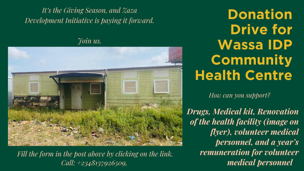 We are stepping forward to renovate the health facility, restore its equipment, provide essential medication, and, most importantly, hire and pay two medical personnel who will run the clinic consistently for at least one year.

Join us forms.gle/MX4rMLw87qNhnd….
<a href="/ziggywai/">Zigwai Tagwai</a> <a href="/nnngo/">NNNGO</a>