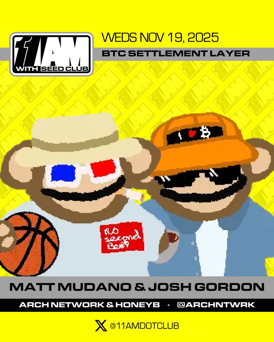 11AMdotclub's tweet image. TOMORROW ON 11AM

@proofofmud of @ArchNtwrk
@loancyborg of HoneyB

– RWAs &amp;amp; DeFi on Bitcoin
– Unlocking BTC yield
– Making BTC programmable
– The Chintai &amp;amp; Arch partnership

Tune in tomorrow at 11AM ET