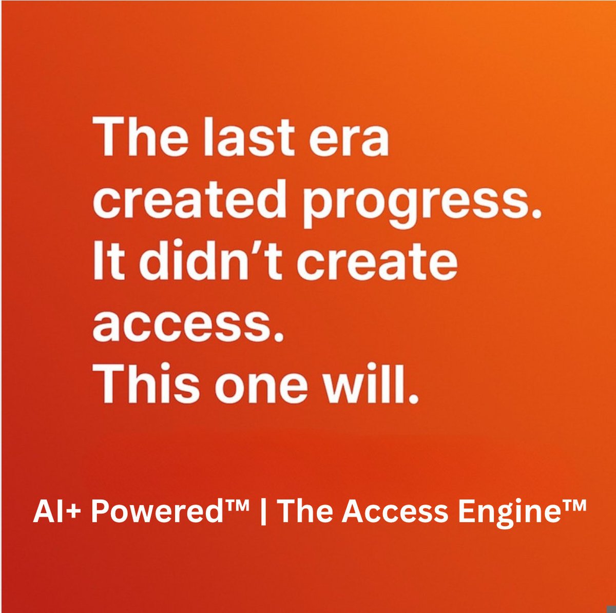 CaytonFlemming's tweet image. The last era created progress.
Not access.

The next one will.

We’re building the AI+ Powered™ system that delivers the execution power the old economy never could.

This is the correction.

#AIPlusPowered #TheAccessEngine #TheNextEconomy #AI #buildinpublic #WeAreTheCorrection