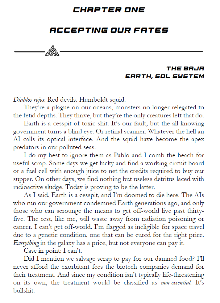 AJCalvin's tweet image. Writers, share the first page of your book or WIP.

This is from Wraith and the Revolution, my standalone sci-fi novel.
