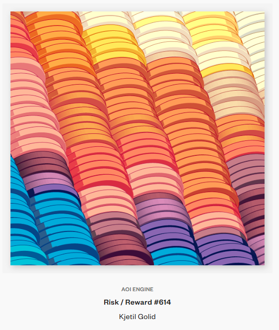 Yayy just bought my first NFT on <a href="/artblocks_io/">Art Blocks</a> :
Risk / Reward #614 by <a href="/kGolid/">Kjetil Golid</a>