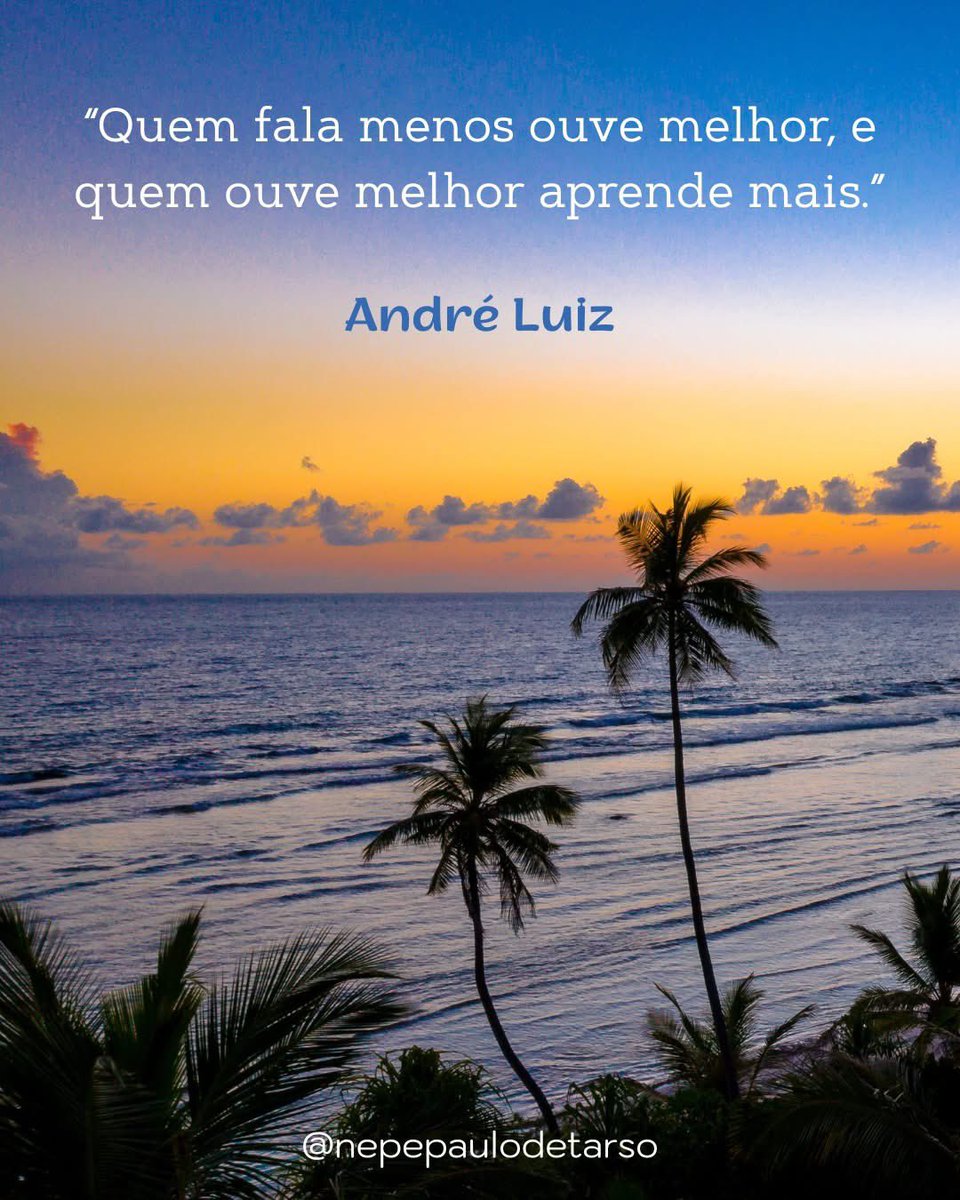 nepepaulo_tarso's tweet image. (André Luiz/Chico Xavier – Sinal Verde, cap. 39)
“Quem fala menos ouve melhor, e quem ouve melhor aprende mais.”