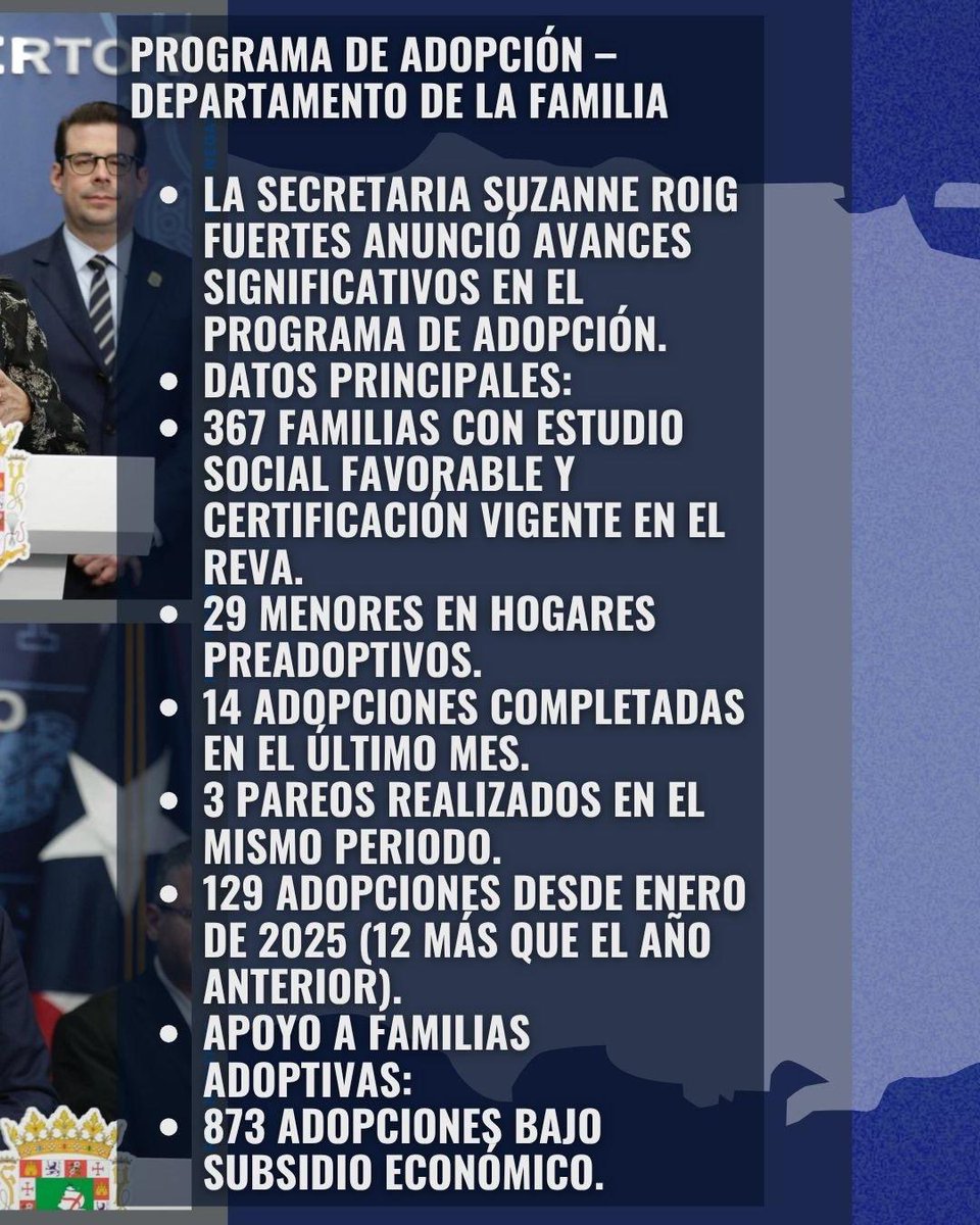 gobiernodepr's tweet image. Impulsamos iniciativas que transforman vidas: modernizamos CESCO con un título más seguro y bilingüe, y recordatorios del marbete. Reforzamos el Programa de Adopción para que más niños tengan hogar. Además, guiamos a nuestros adultos mayores con orientación sobre Medicare.