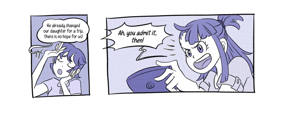 Vinzul's tweet image. Day 05 part 3/

(Unhinged) Family dynamics. I gave a lotta thought to their relationship and made up a whole lore universe to these 3 dorks, let&apos;s see how much of that comes across the panels!

Flats and GELPHIE 4 ever by @msoldiz

#LWA_jp #Diakko