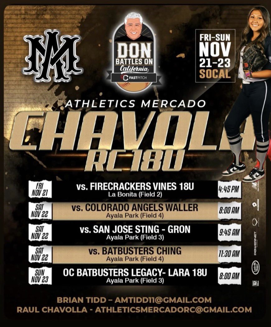 Final Fall Showcase!!  Come watch my team and I get it!!!
#2026RHP #UNCOMMITTED #seasonfinale #letsgoooo!
<a href="/WTAMUSoftball/">Lady Buff Softball</a> <a href="/CSUDHsoftball/">Toros Softball</a> <a href="/NMHUSoftball/">New Mexico Highlands Softball</a> <a href="/Jessup_SFT/">Jessup Softball</a> <a href="/UVUSoftball/">Utah Valley Softball</a> <a href="/UCRSoftball/">UC Riverside Softball</a> <a href="/CBUSoftball/">California Baptist Softball</a> <a href="/MichaelMook9/">Michael Mook</a> <a href="/Erin_Thorpe/">Erin Thorpe</a>