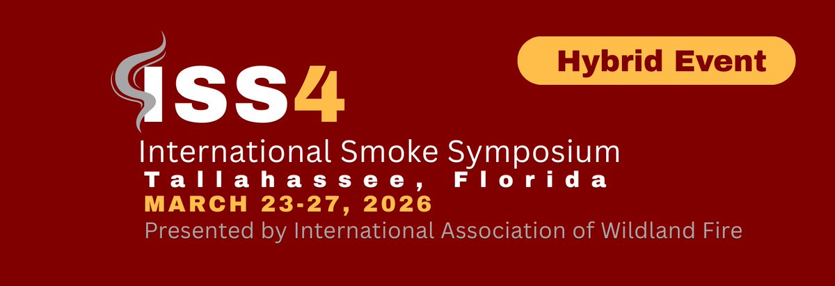 Your Expertise Belongs at ISS4.🔥
There is still time to propose a Workshop, Talk, or Special Session.
The submission deadline has been extended to next Wednesday - November 26, 2025.
Tallahassee, Florida. 
March 23-27 2026.

ow.ly/lwiS50Xjp3b

#wildfire