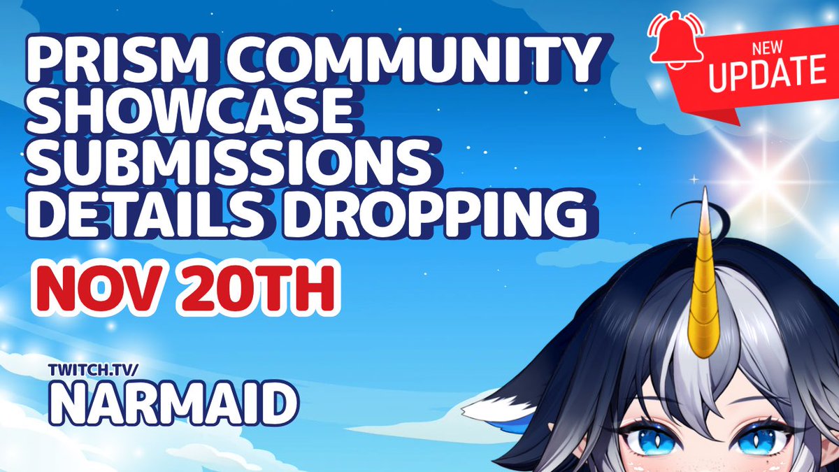 #prismcustomizablevtuber community showcase details coming Thursday Nov 20th ! I can’t wait to see everyone’s models. 🙂