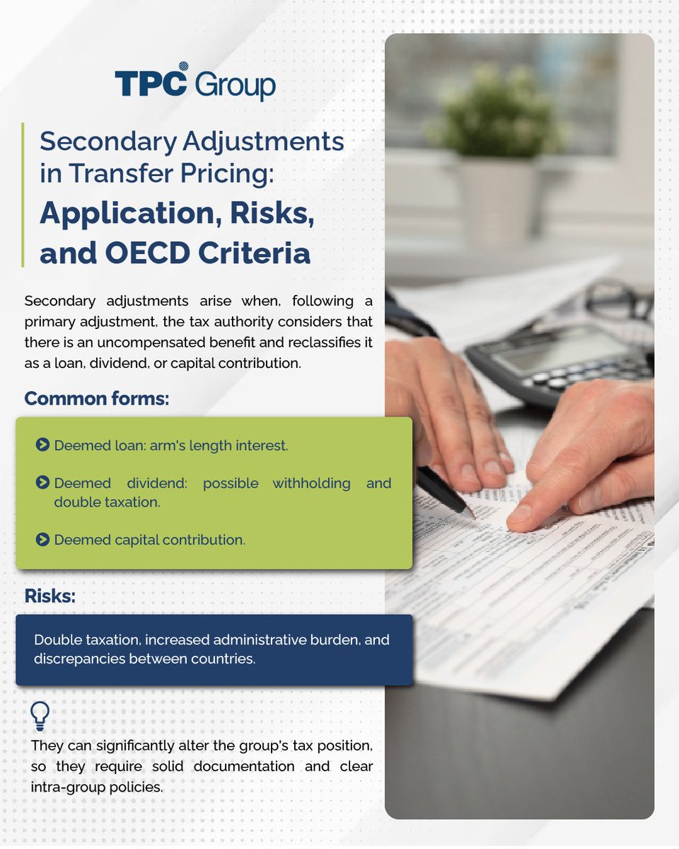 TPCGroup_'s tweet image. 🔄 Secondary adjustments: reclassification of uncompensated benefits as a loan, dividend, or capital contribution.
📊 These can lead to double taxation and require solid documentation.

en.tpcgroup-int.com/news/secondary…

#TransferPricing #TaxCompliance #TPCGroup