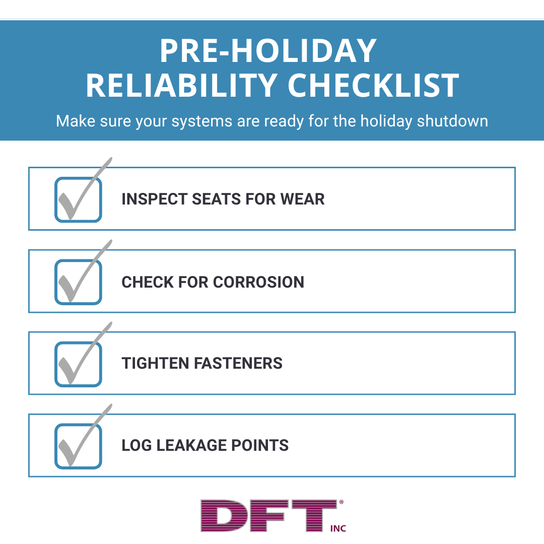 DFTValves's tweet image. This holiday season give yourself the gift of peace of mind.
Check seats, for corrision, fasteners, &amp;amp; logs before holiday shutdowns.
Small steps now = no surprises later.

#ReliabilityEngineering