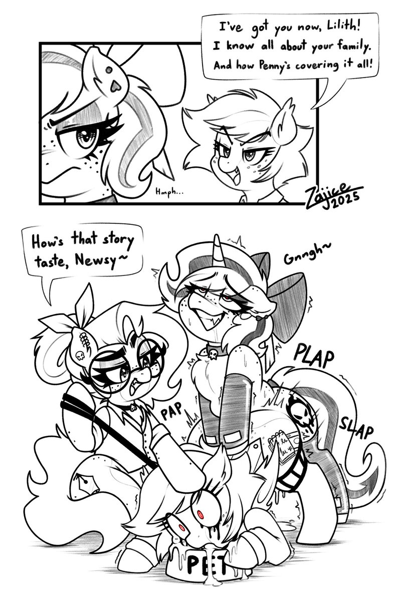 Hypnovember Day 3’s prompt is pet!

Sure, News Flash and Penny may be rivals in the journalism world, but Lilith certainly helps her lover get the upper hand~