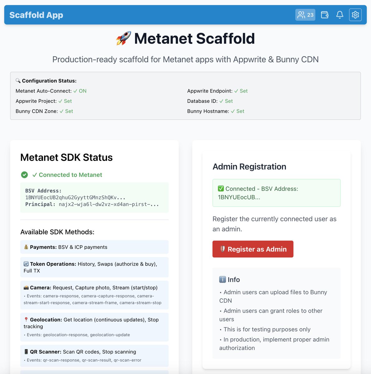 MetanetPlatform's tweet image. Metanet will release early December a scaffold app on Github, as a starting point for your web apps, with near full SDK implemented out of the box 😍

Join metanet.page and check out for yourself the infinite incredible features we have to offer ❣️

BSV 🤝 ICP + IPFS