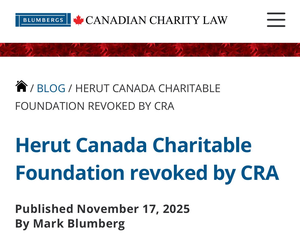 SMohyeddin's tweet image. Magen Herut Canada stripped of their charitable tax status. No more tax deductions for people who want to fund IDF cosplay in Canada.
