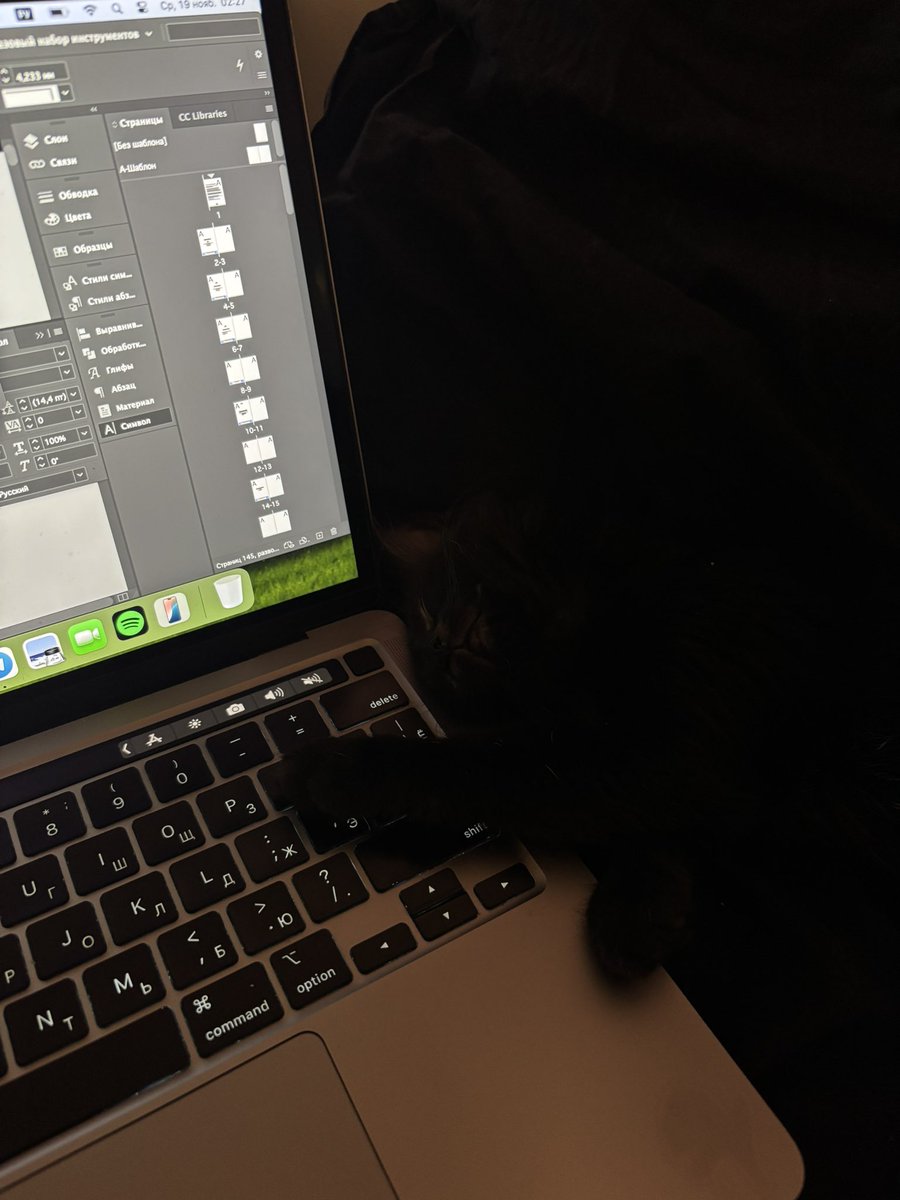 малышка всю ночь верстала в индизайне, зарабатывала на корм… что поделать. такие времена.