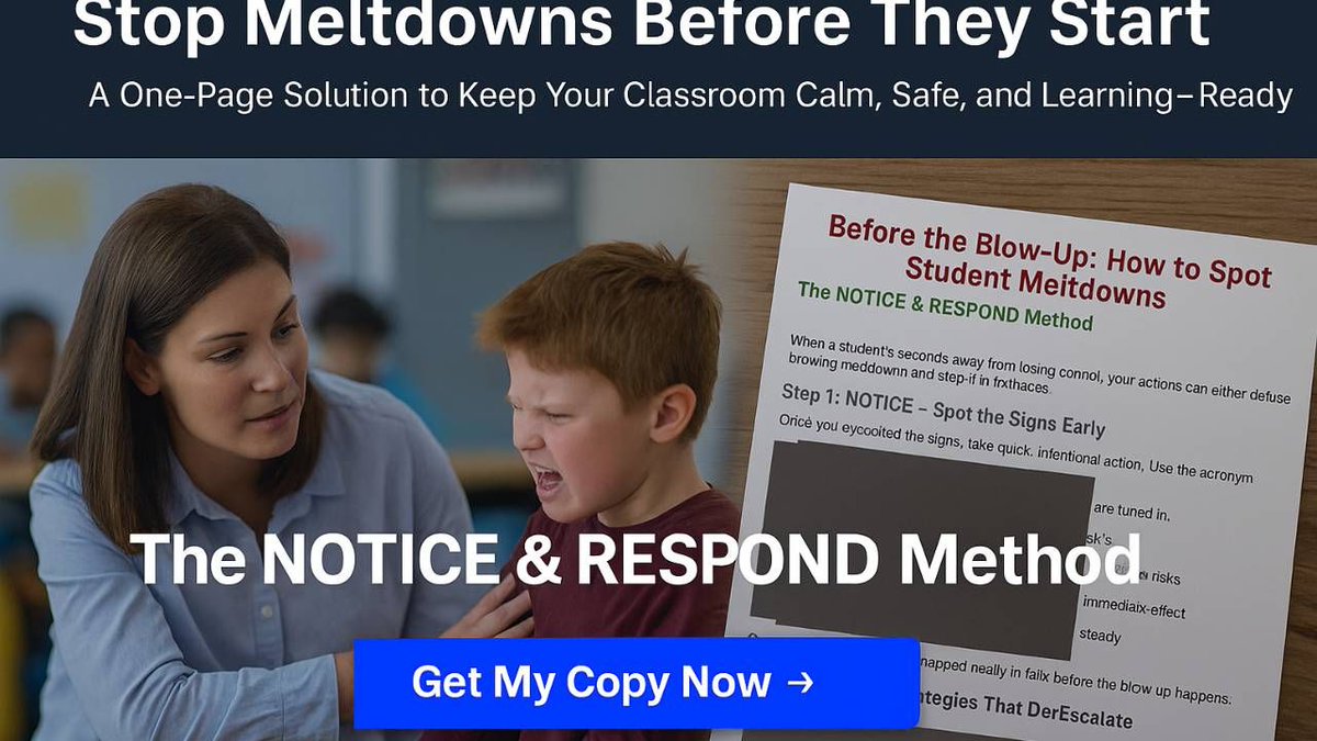 hackmylearning's tweet image. The NOTICE &amp;amp; RESPOND Method is the fastest way to recognize the signs of brewing student meltdowns—and stop them in their tracks. buff.ly/nle3w2w