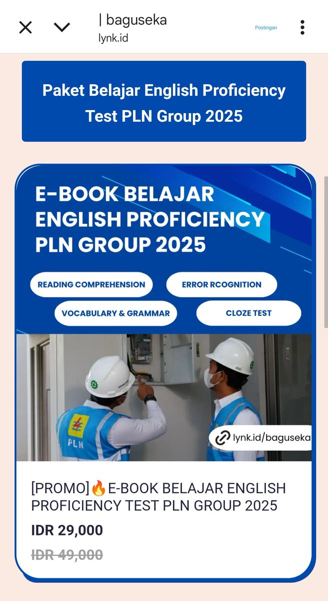 springchowon's tweet image. ⚡️ Mau Lolos Akding English Proficiency PLN Group 2025?
Latihan soal = kunci utama biar nggak blank pas tes! 💪

📘 Dapatkan soal lengkap + pembahasan detail biar makin paham tiap jenis soalnya.
➡️ Yuk, mulai latihan sekarang: 🔗lynk.id/baguseka