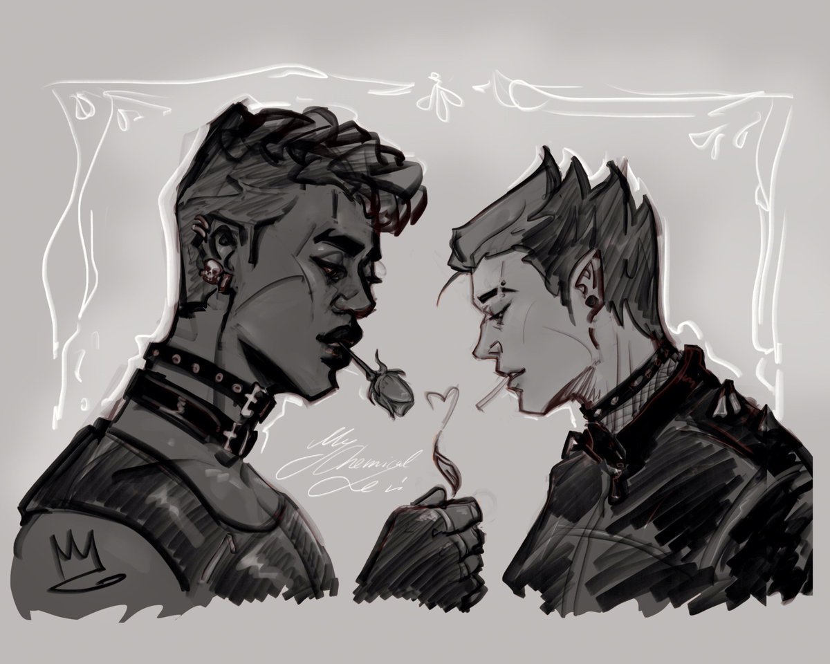 MyChemical_Levi's tweet image. What if I make both edgy? Anyway.
I literally don&apos;t have time to draw them but I need my mental support #yorunix sketch to ground myself or i&apos;ll scream lol
