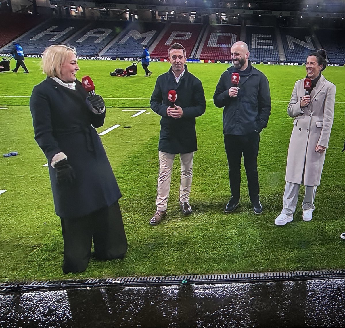 Fun fact: You could fit all of Neil McCann, Leanne Crichton and James McFadden’s legs into Kelly Cates’ trousers