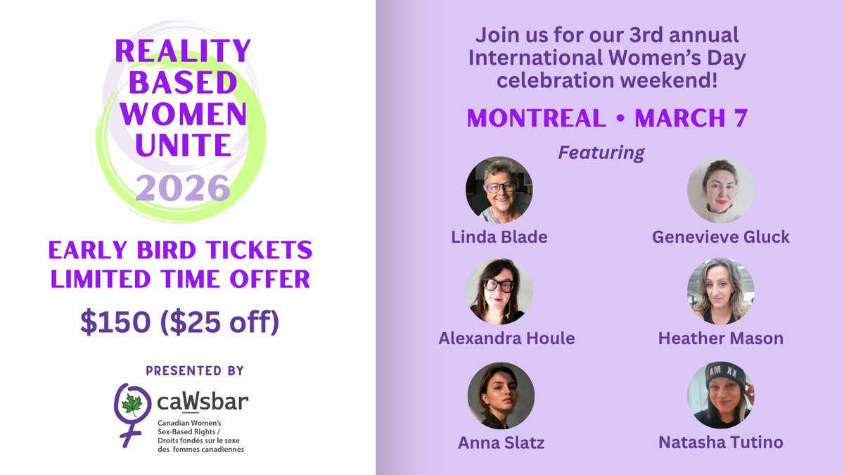 cawsbar's tweet image. 📣 Early Bird tickets for Reality Based Women Unite on sale now for a limited time only!

Don&apos;t miss our 3rd annual conference featuring @coachblade, @WomenReadWomen, Alexandra Houle, @Mason134211f, @Slatzism &amp;amp; @NatLaPirate!

Tickets and event info here:
cawsbar.ticketbud.com/reality-based-…