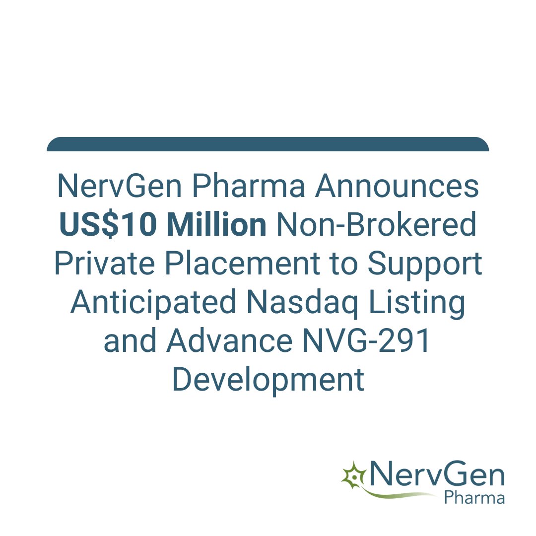 NervgenP's tweet image. NervGen today announced it is conducting a non-brokered private placement. The financing will include participation from new and existing investors, including SCI Ventures and the Paul and Phyllis Fireman Charitable Foundation.

nervgen.com/nervgen-pharma…

#SCI #SpinalCordInjury