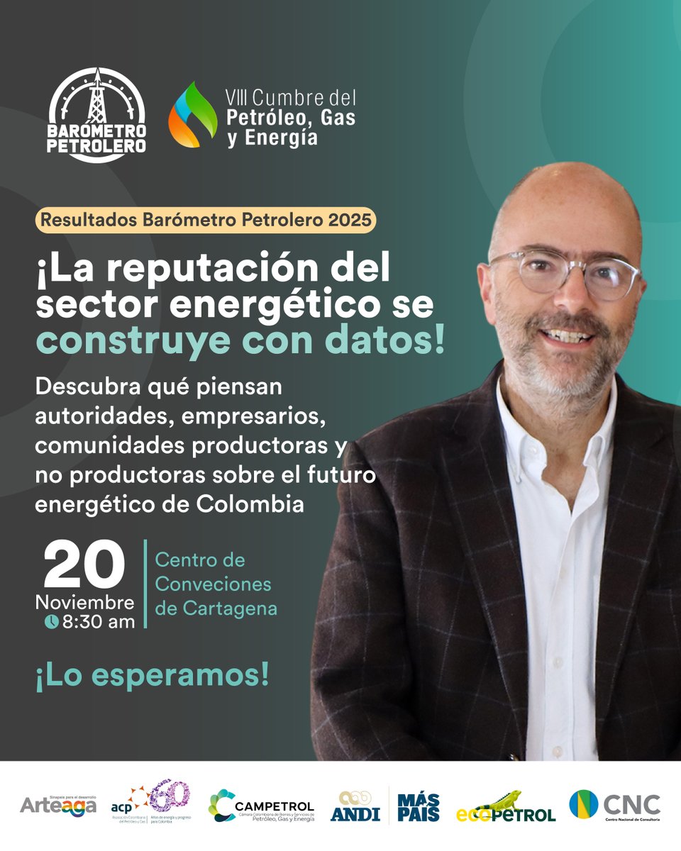 #BarómetroPetrolero
¿Quiere conocer cómo perciben el futuro energético autoridades, empresarios y comunidades en Colombia? El Barómetro Petrolero 2025 revela los hallazgos clave para fortalecer la confianza, la licencia social y el desarrollo sostenible del sector.
¡Lo esperamos!