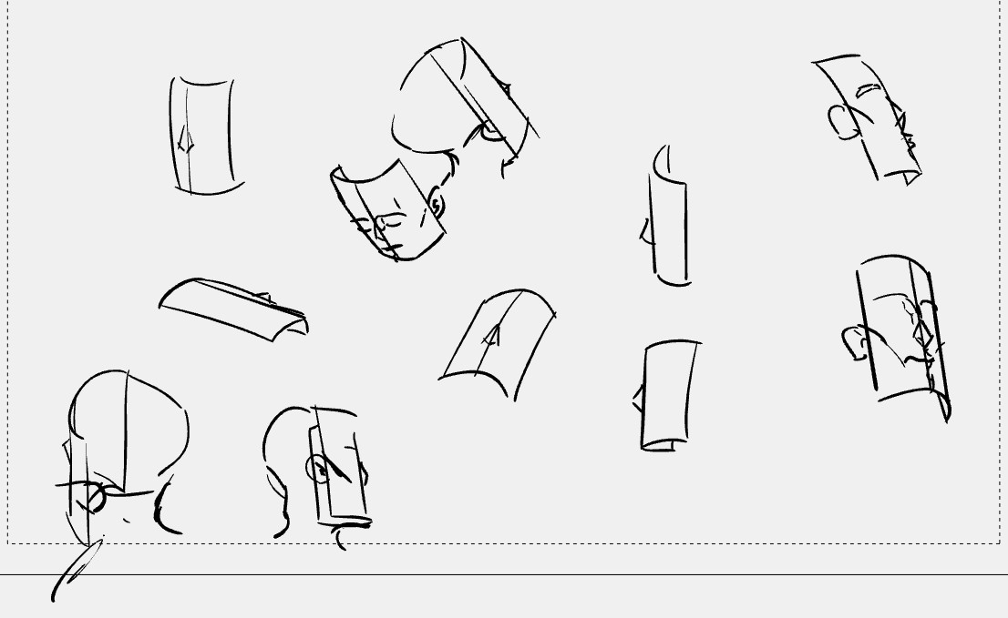 ScribbleAddict's tweet image. It can be helpful to think of the face as a mask, or a piece of paper curved into a half cylinder shape.

How do you draw heads/faces?