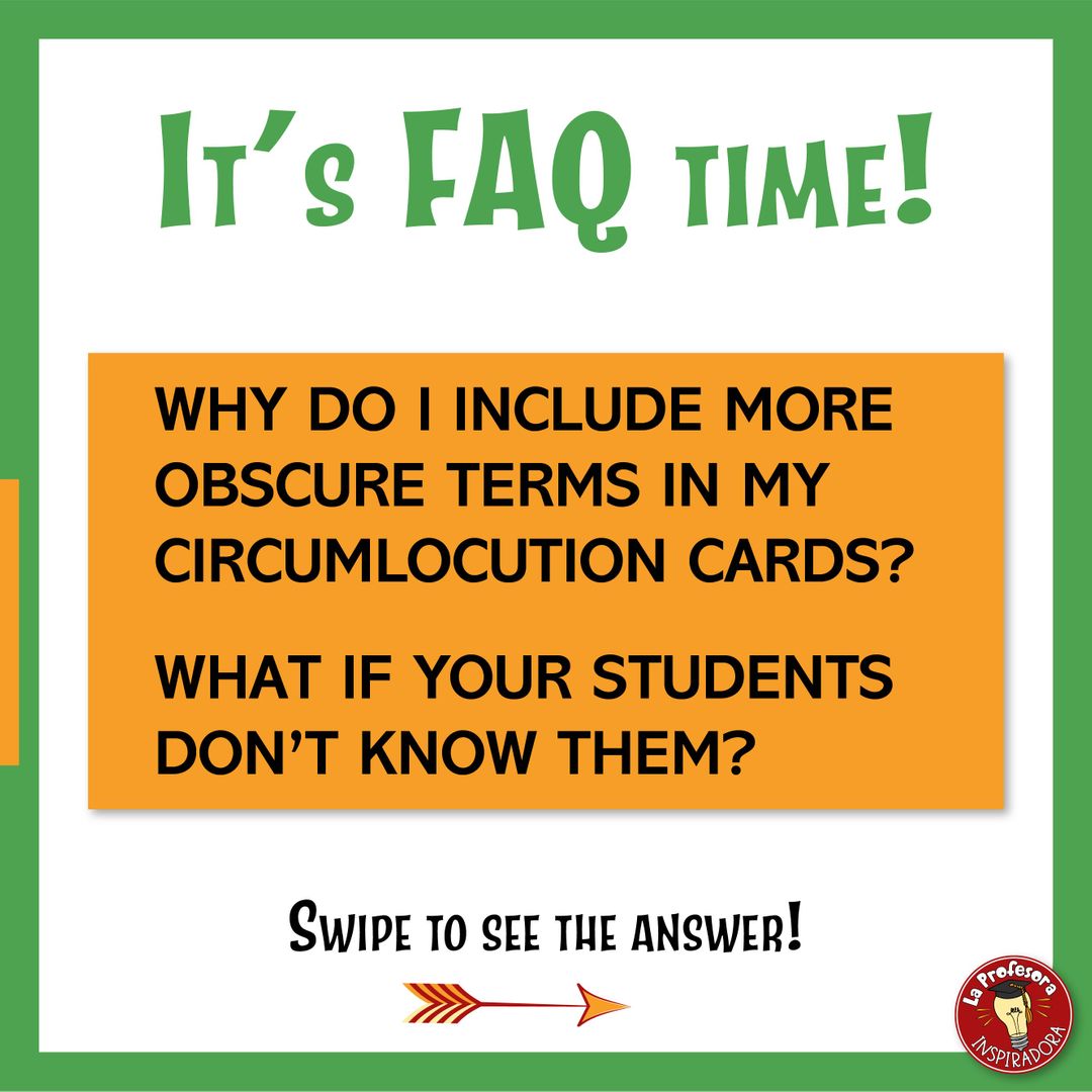 inspiradora_la's tweet image. Students are fine speaking when they can use words they know. It&apos;s when they run into a word they don&apos;t know that they panic.

By using uncommon words for circumlocution games we can help them realize how much they can say, even with a limited vocabulary!

#langchat #spanishclass