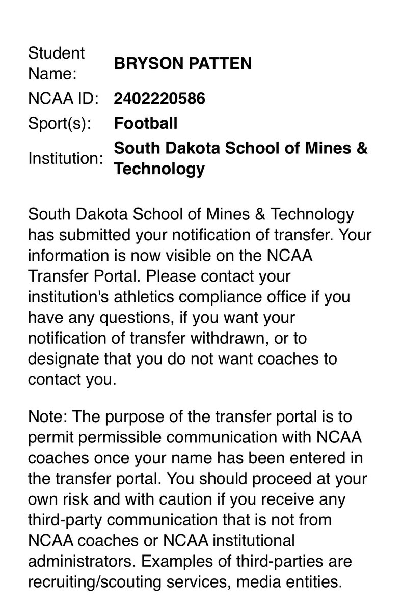 After a careful consideration with god, family and myself, I have decided to enter my name in the transfer portal. Open to any and all connections, thank you to everyone who has supported me through my journey!