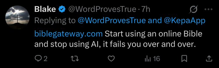 KepaApp's tweet image. Don’t lie and don’t be a hypocrite! 😊

Biblegateway isn’t “the Bible”! 😊 it’s a website that has a Bible but has other resources! Right? 😊

You don’t sit all day reading your Bible and discovering biblical connections, verses…

You use tools, sites, watch YouTube, use AI! 😊