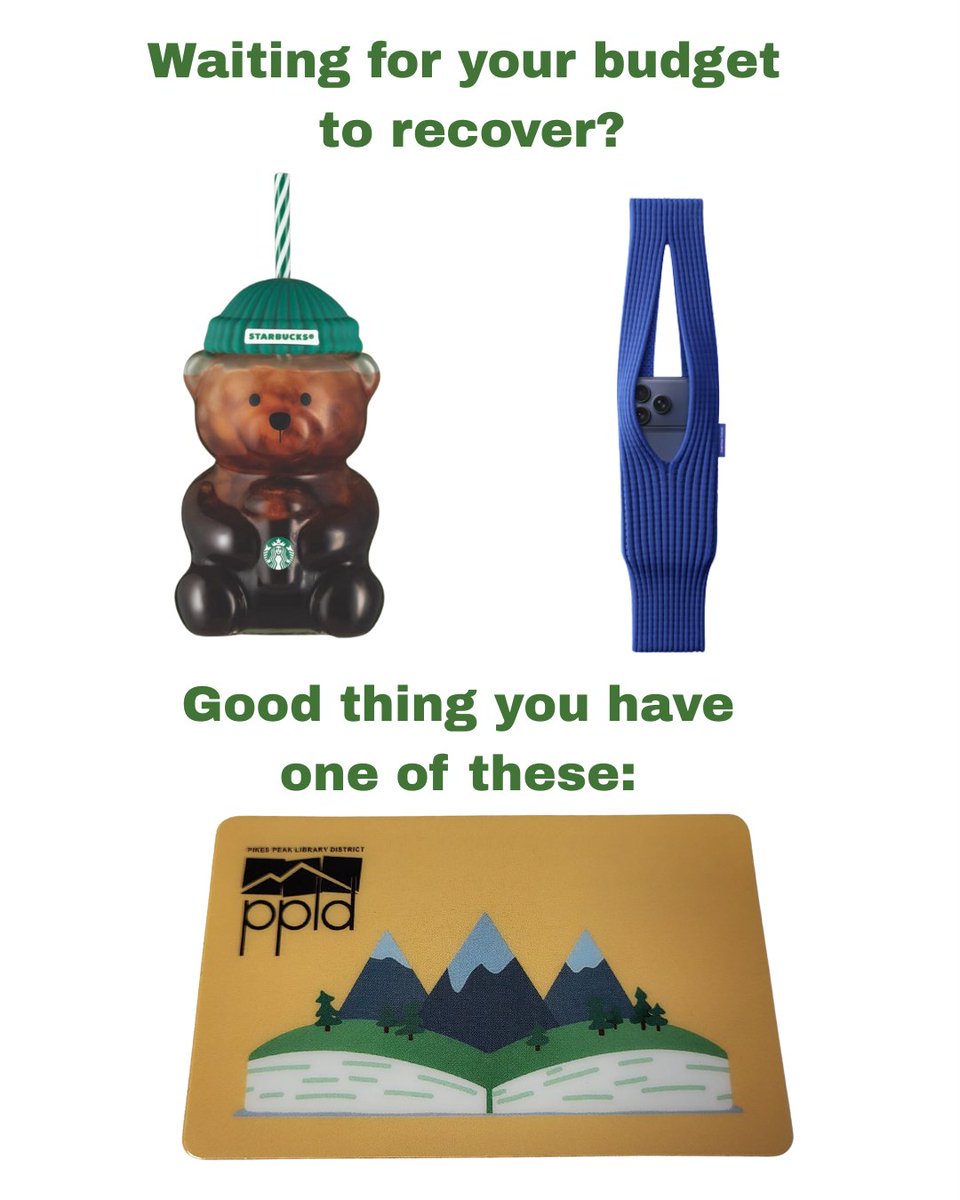 ppld's tweet image. Now that you have the trending bear cup and phone pocket, kick back and relax knowing that you also have a library card. Enjoy engaging programs, music streaming, and all the books you could ever want that won&apos;t break your remaining budget.

#LibraryCard #BearCup #iPhoneStrap