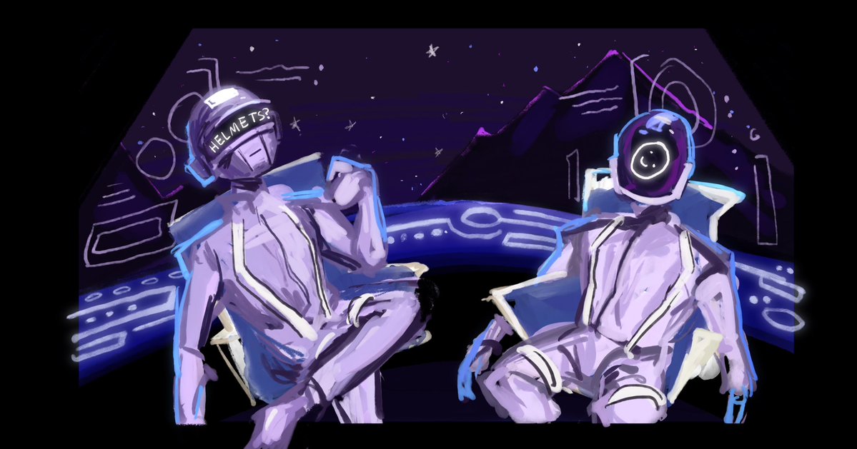 confettier's tweet image. this bit from the scrapped tron uprising movie made me smile so i doodled it #daftpunk